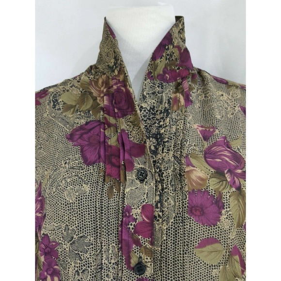 Croft & Barrow Floral Pleat Button Down Blouse M - Picture 2 of 10